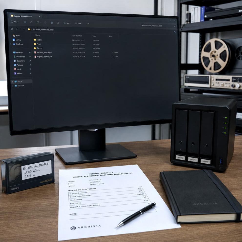 Archivio digitale organizzato con file master proxy e report Archivio digitale organizzato con file master, proxy, report e metadati
